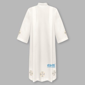 Alba kapłańska haftowana ecru - krzyż 