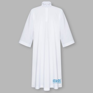 Alba liturgiczna  gładka - stójka zamek z przodu 