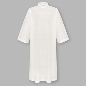 Alba kapłańska z lnu i wiskozy  - zamek na ramieniu